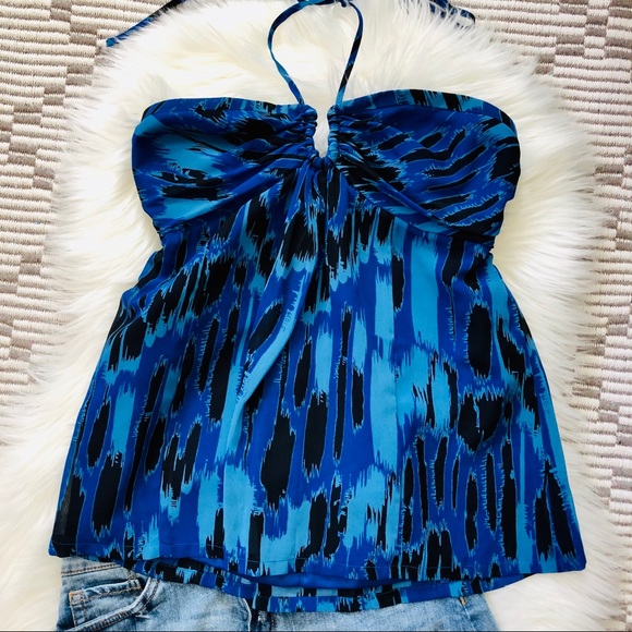 BCBGeneration Blue Halter Top M - Picture 4 of 7